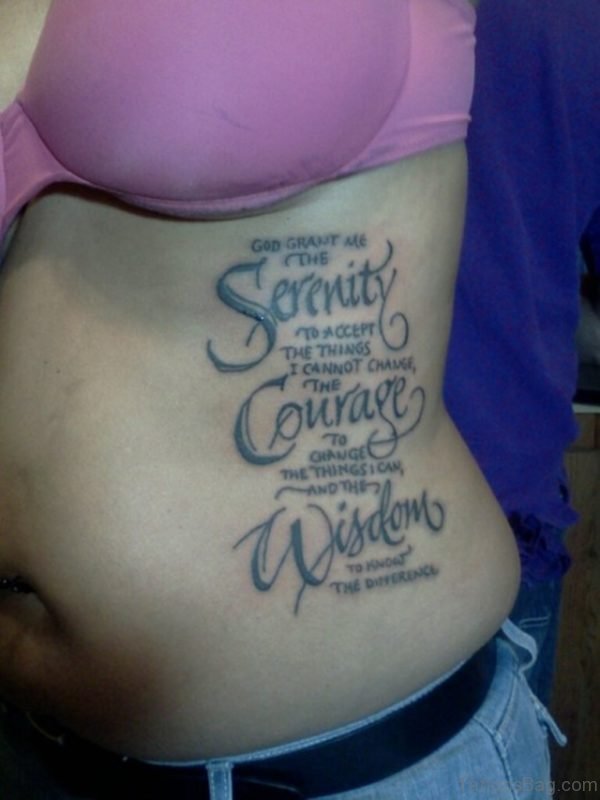 Love Wording Tattoo On Rib