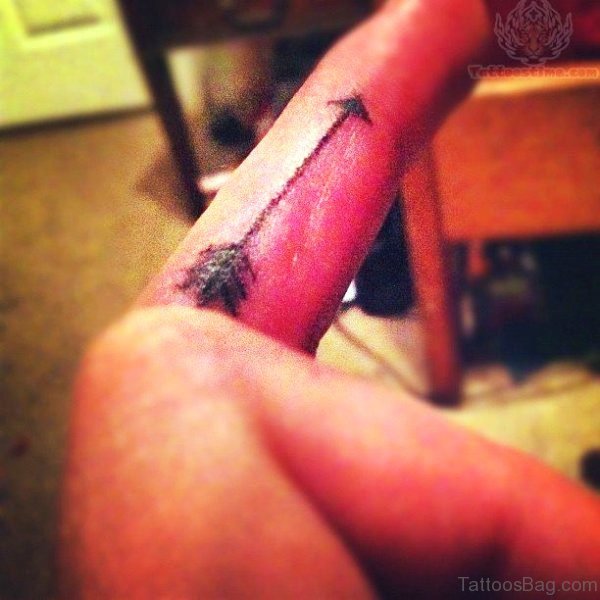Lovely Arrow Tattoo On Finger