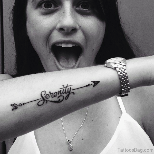 Lovely Arrow Tattoo With Wording