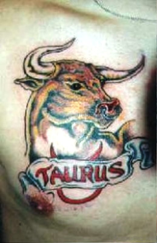 Lovely Bull Tattoo On Chest