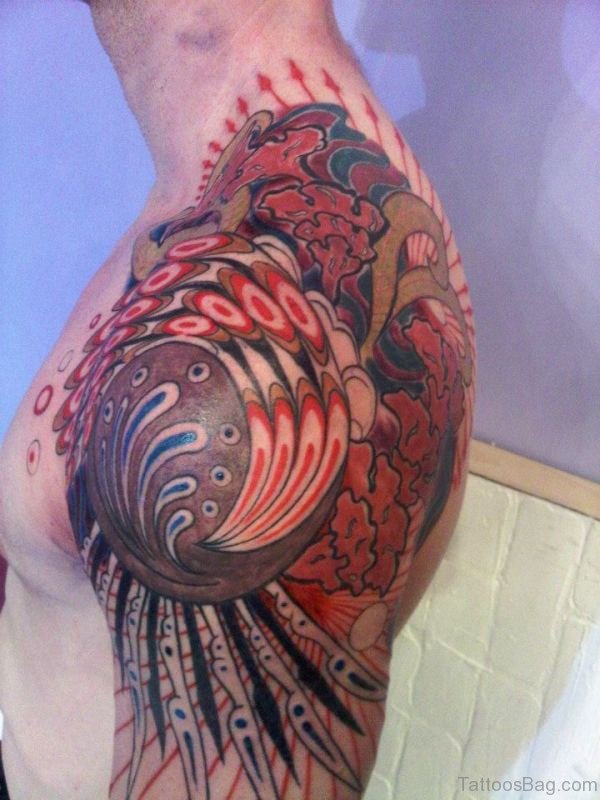 Lovely Colored Half Sleeves Shoulder Tattoo