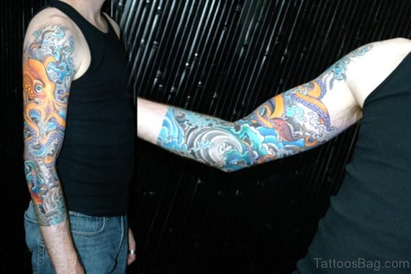 Lovely Colorful Kraken Tattoo 