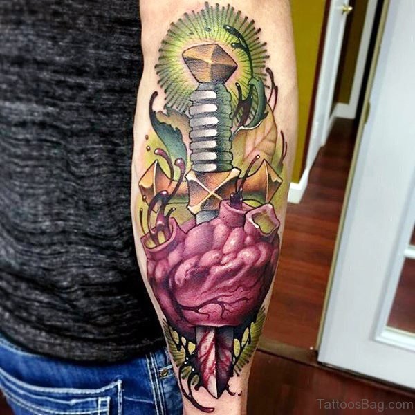 Lovely Dagger Tattoo On Arm