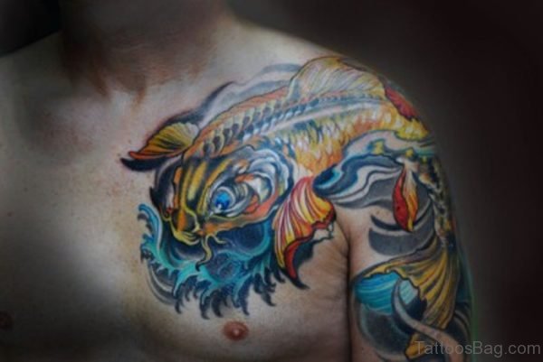 Lovely Fish Tattoo On Chest