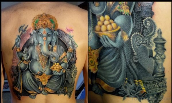 Lovely Ganesha Tattoo On Back