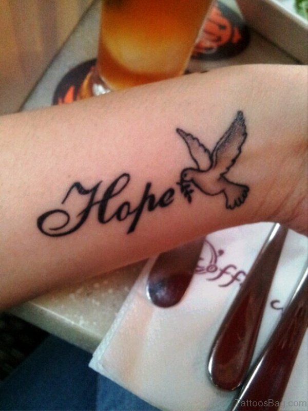Lovely Hope Tattoo On Wrist