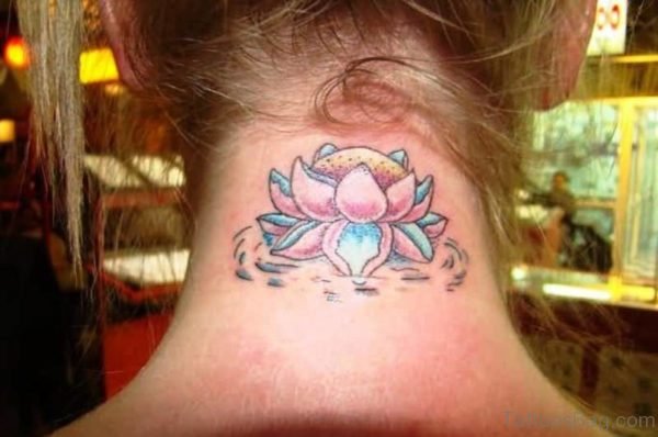 Lovely Lotus Flower Neck Tattoo