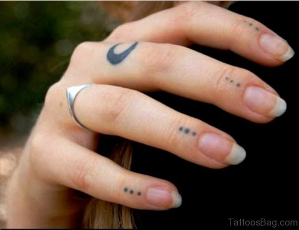 Lovely Moon Tattoo On Finger 