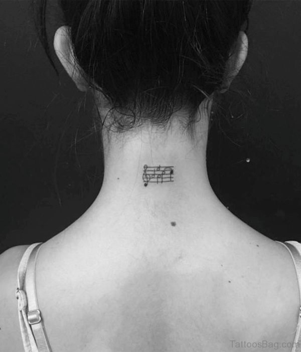 Lovely Music Tattoo On Neck