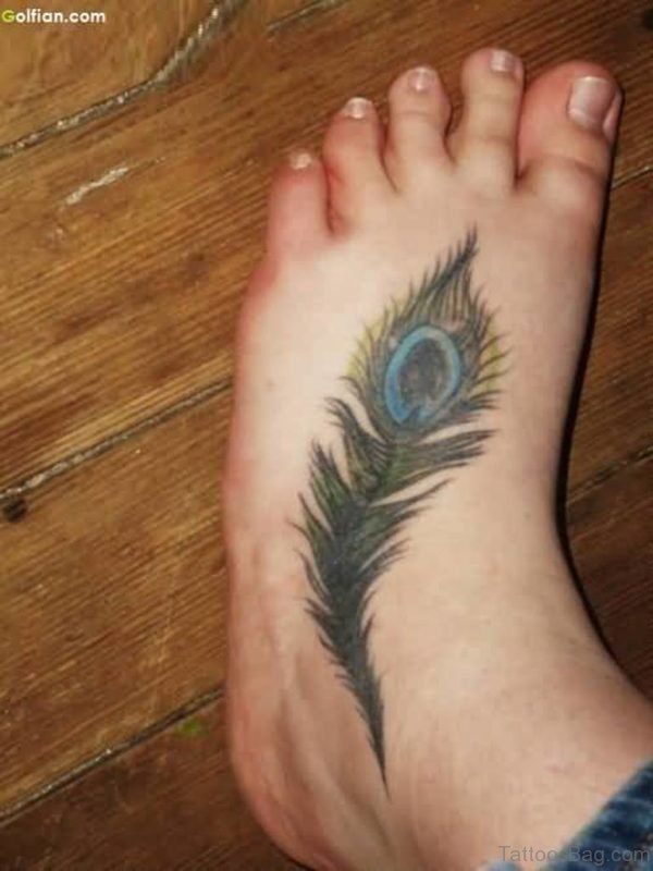 Lovely Peacock Feather Tattoo On Ankle