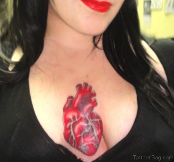 Lovely Red Heart Tattoo