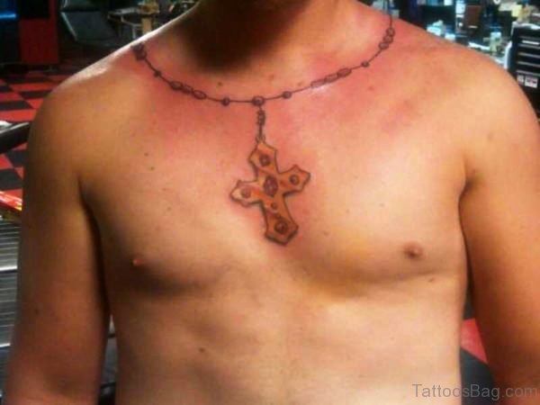 Lovely Rosary Tattoo On Neck