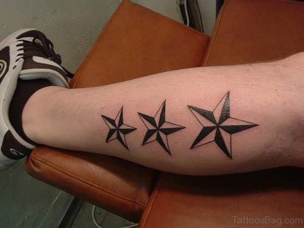 Lovely Star Tattoo On Leg