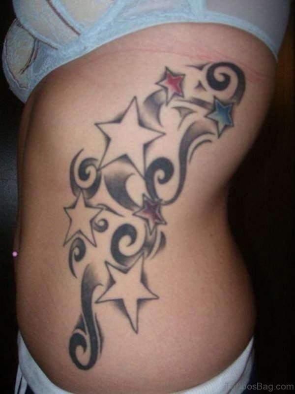 Lovely Star Tattoo On Rib