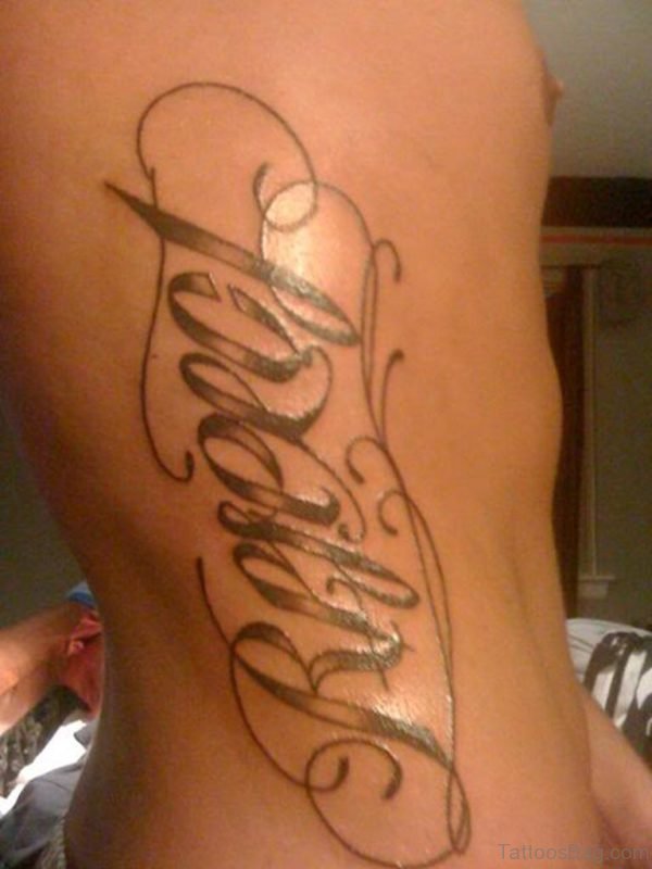 Loyalty Respect Ambigram Tattoos On Side Rib