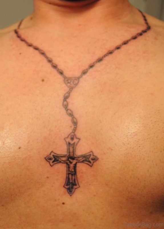 Magnificant Cross Tattoo On Chest