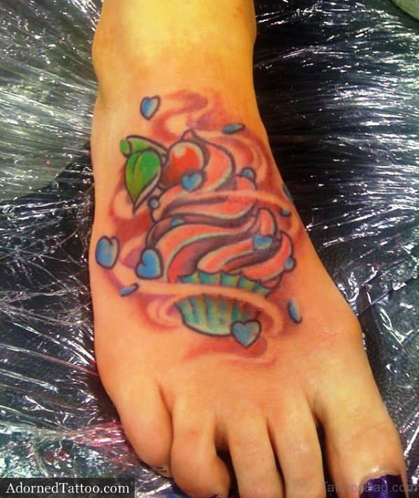 Magnificent Cupcake Tattoo On Foot