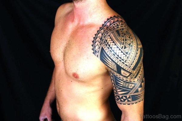 Maori Tattoo On Left Shoulder