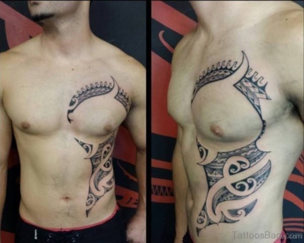 Maori Tribal Tattoo On Rib