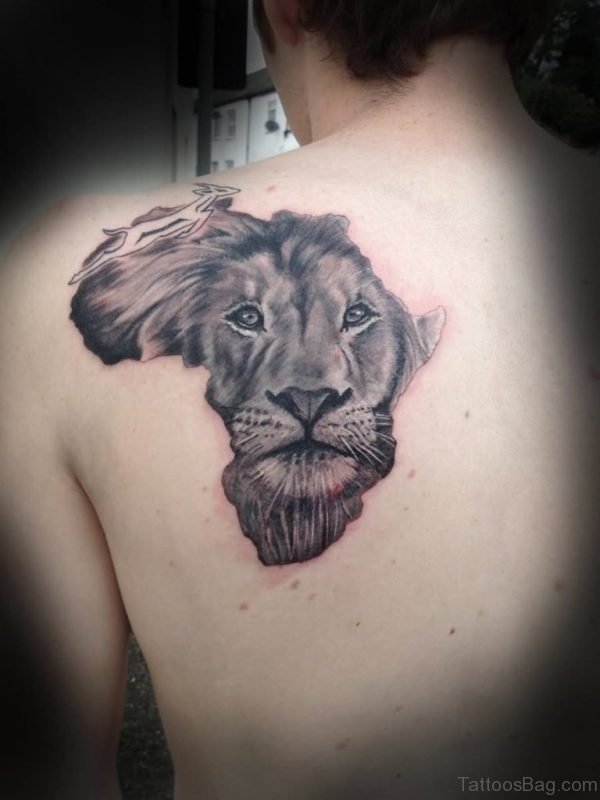 Map And Lion Tattoo
