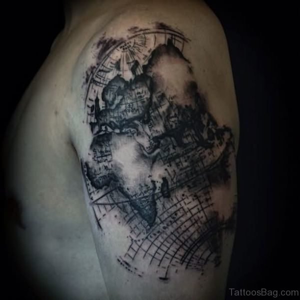 Map Shoulder Half Sleeves Tattoo
