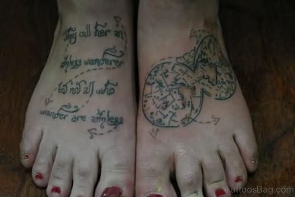Map Tattoos On Girl Feet