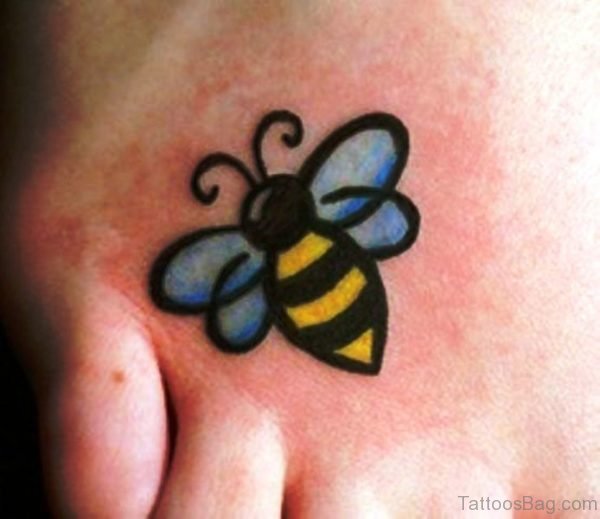 Marvelous Bee Tattoo On Foot 