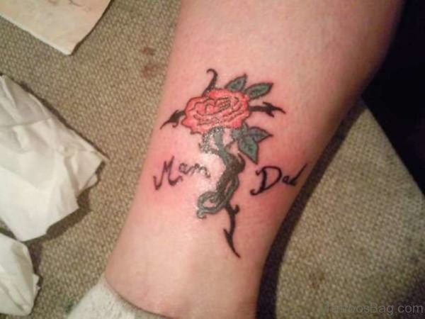 Marvelous Red Rose Tattoo Above Ankl