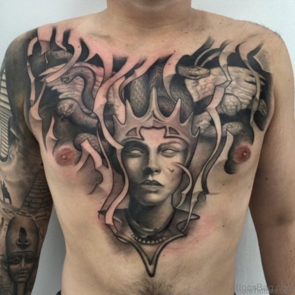 Medusa Head Tattoo Design On Chest