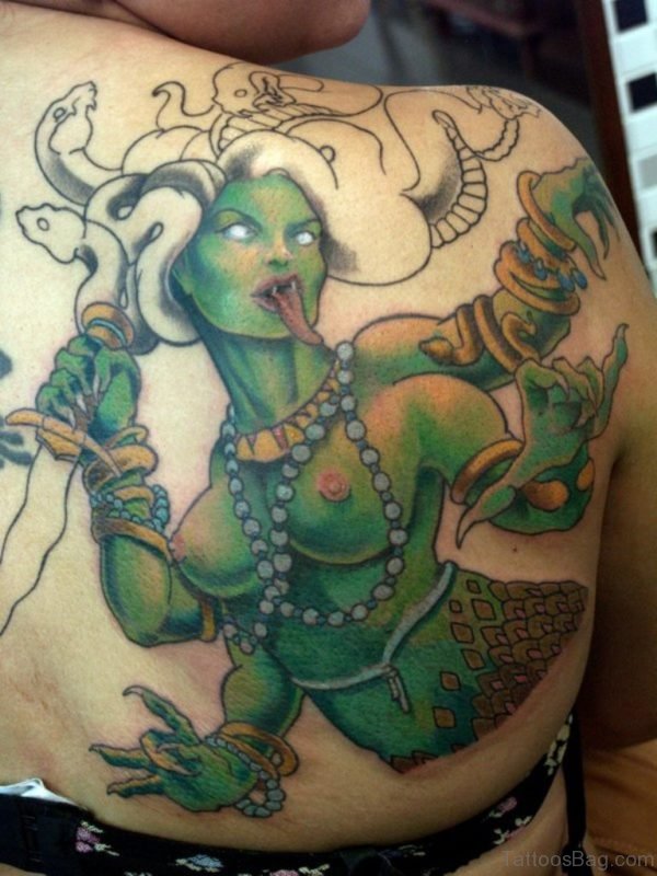 Medusa Tattoo On Back Shoulder Image