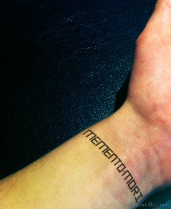 Mementomori Ambigram Tattoo on Wrist
