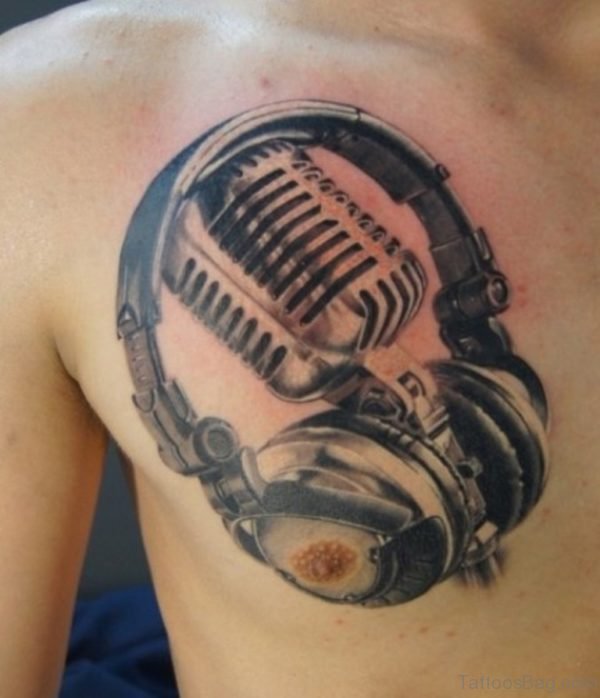 Microphone And Headphone Tattoo