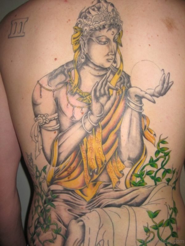 Mind Blowing Buddha Tattoo On Back