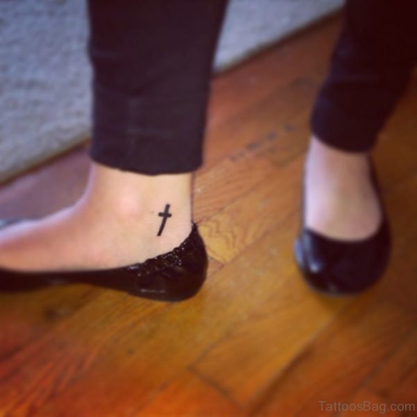 Mind Blowing Cross Tattoo On Ankle