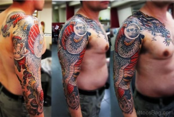 Mind Blowing Dragon Tattoo On Full Sleeve