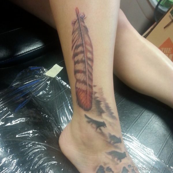 Mind Blowing Feather Tattoo On Ankle