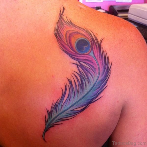 Mind Blowing Feather Tattoo On Back