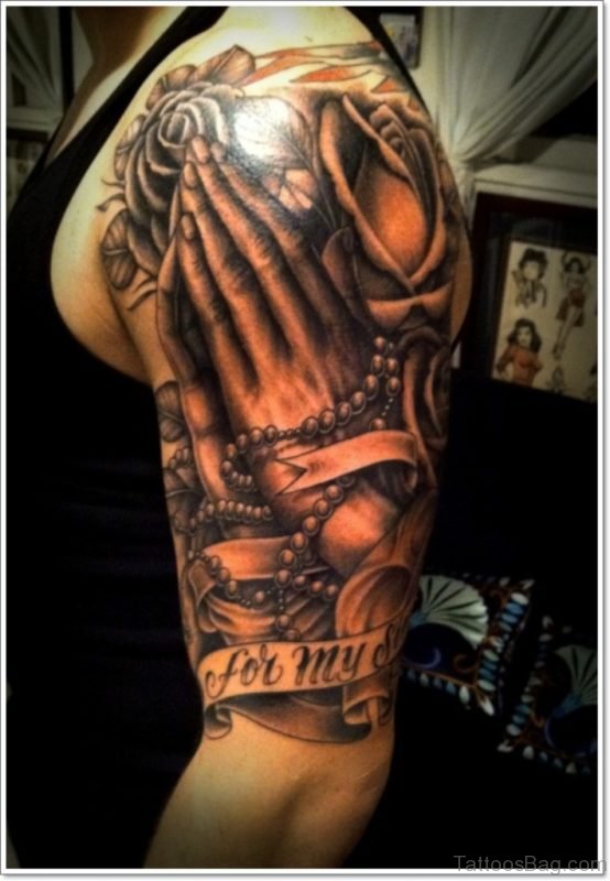 Mind Blowing Praying Hands Tattoo