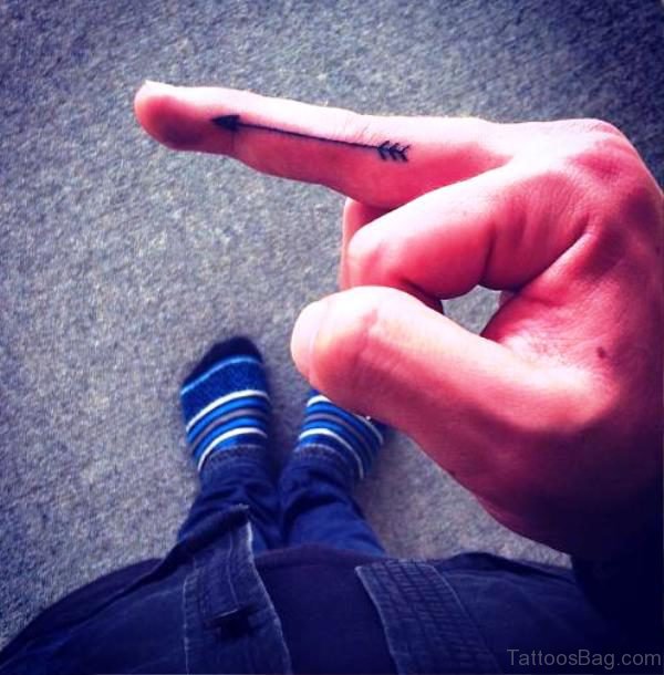 Minimal Arrow Tattoo On Finger