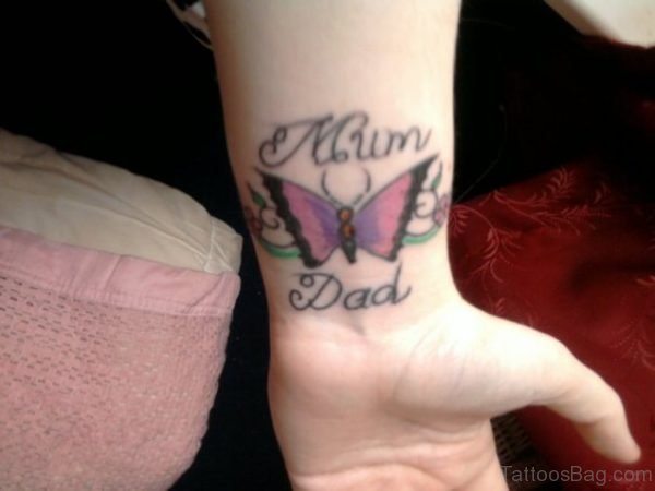 Mom Dad And Butterfly Tattoo