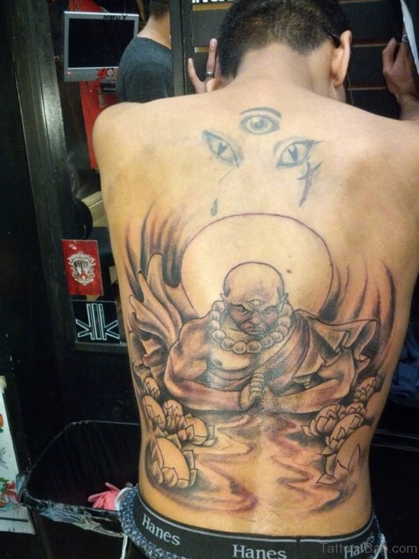 Monk Tattoo On Lower Back