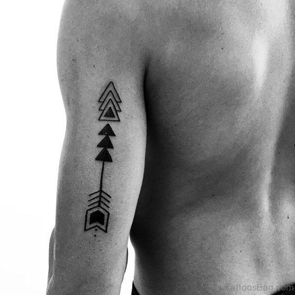 Monochrome Triangle Arrow Tattoo On Arm