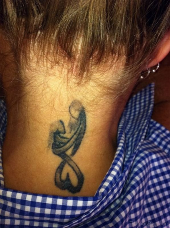 Mother Daughter Love Tattoo On Neck
