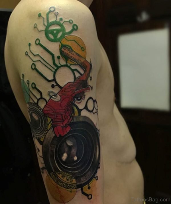 Music Design Tattoo On Shoulder
