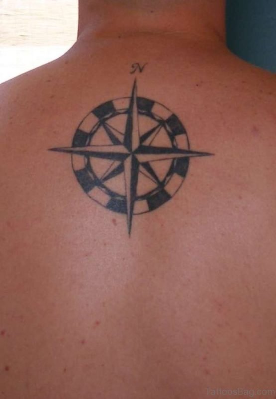 Nautical Compass Tattoo On Back