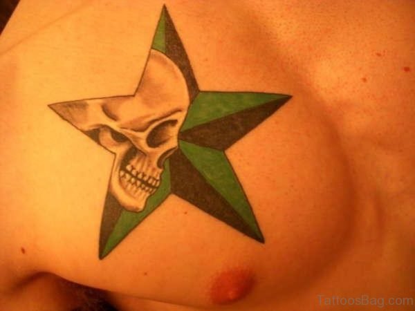 Nautical Star Tattoo On Chest