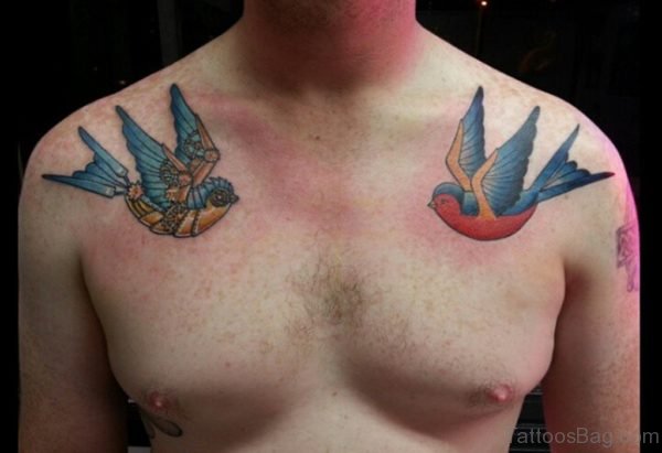Navy Blue Swallow Tattoo
