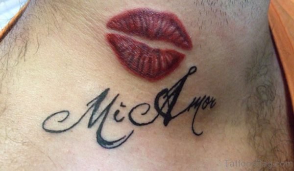 Neck Lip Tattoo On Neck