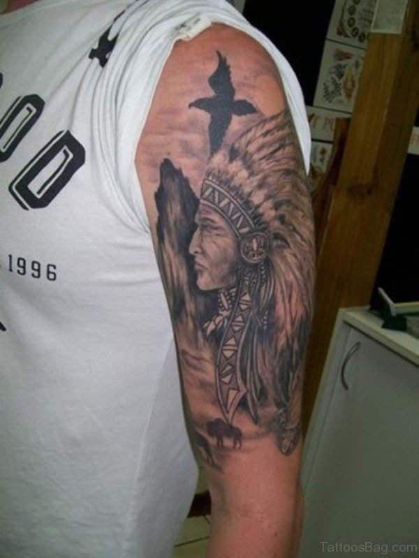 Nice American Tattoo On Left Shoulder