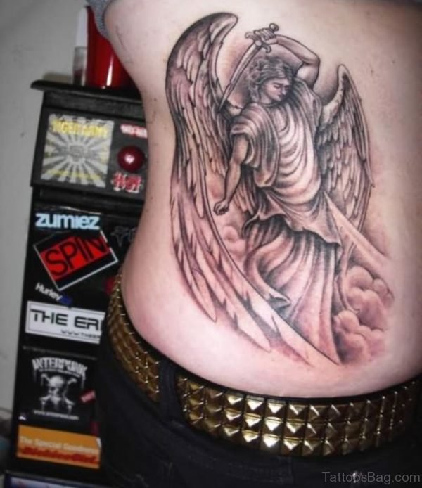 Nice Angel Tattoo For Rib